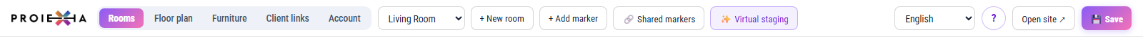 The header on the Rooms tab