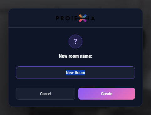 The new room dialog