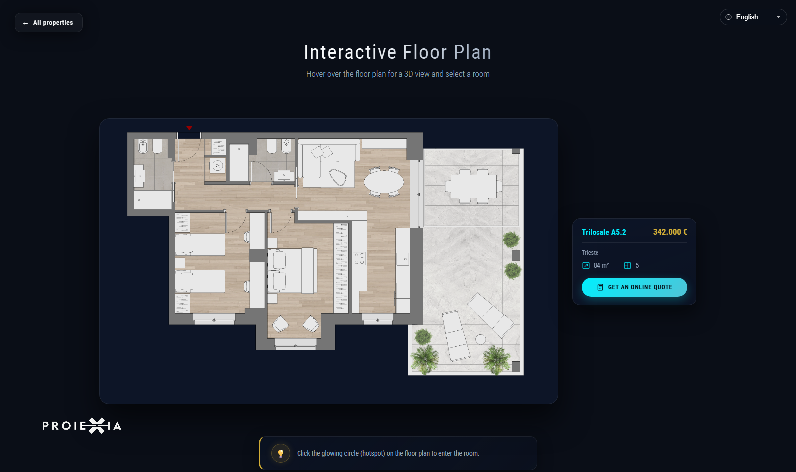 The interactive floor plan